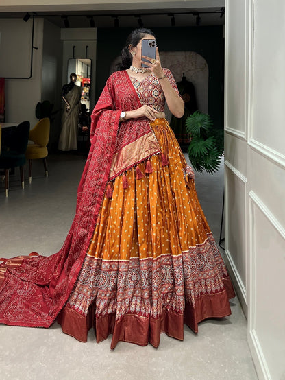 Bandhani Lehenga with Patola Border