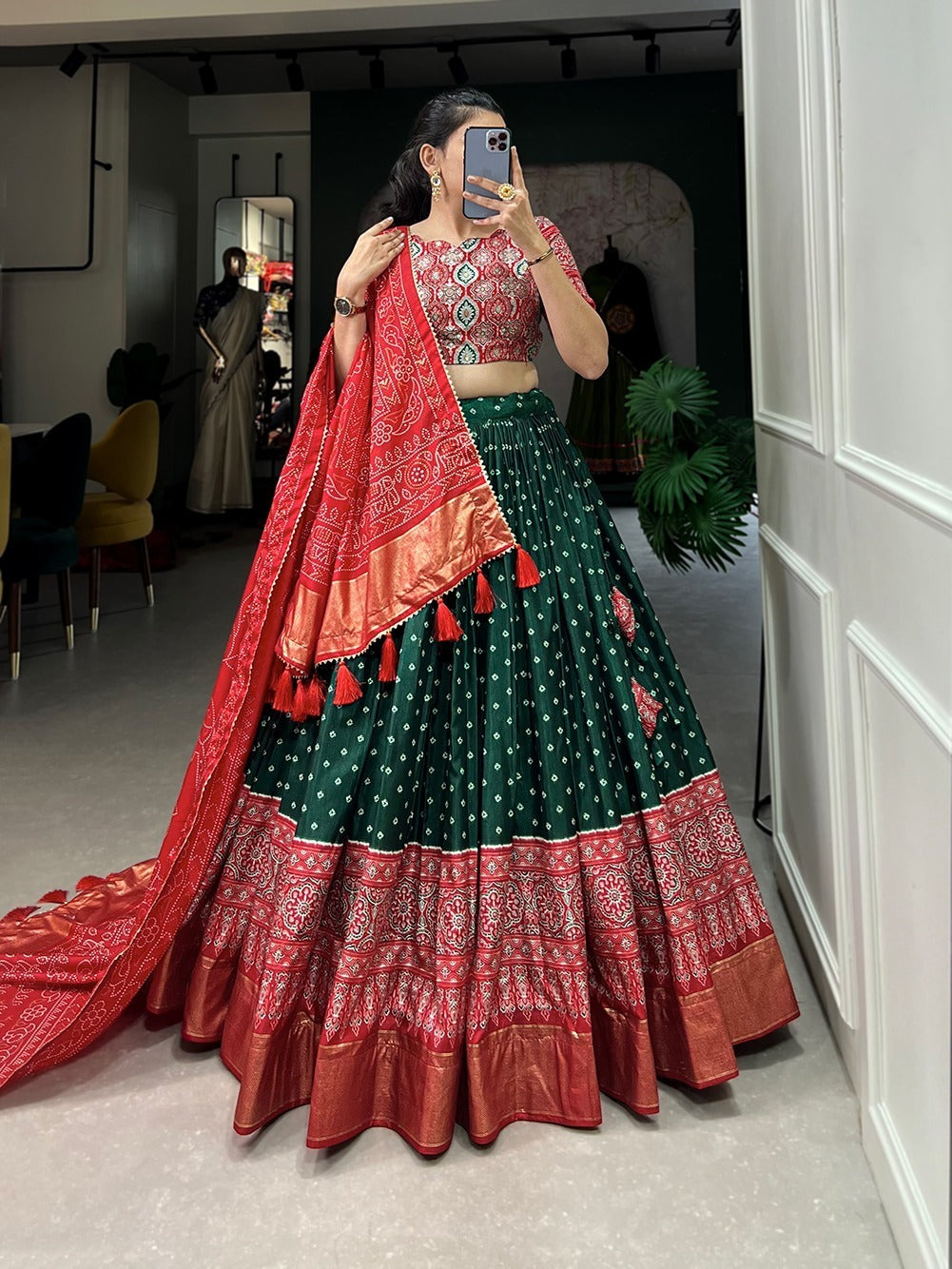 Bandhani Lehenga with Patola Border