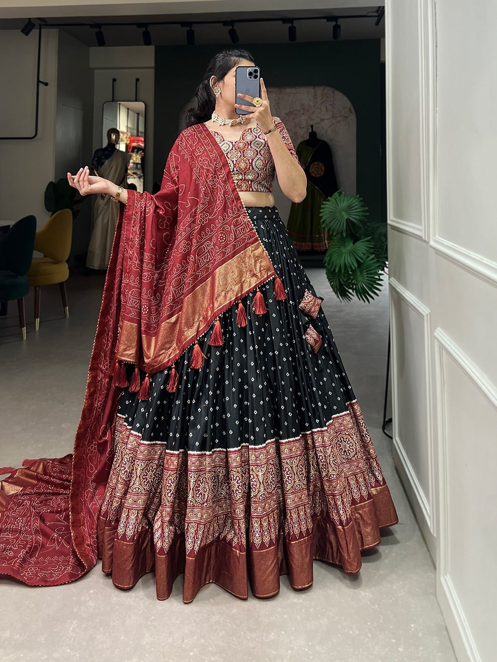 Bandhani Lehenga with Patola Border