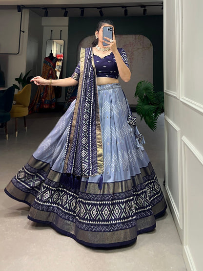 Ikkat Patola Border Lehenga