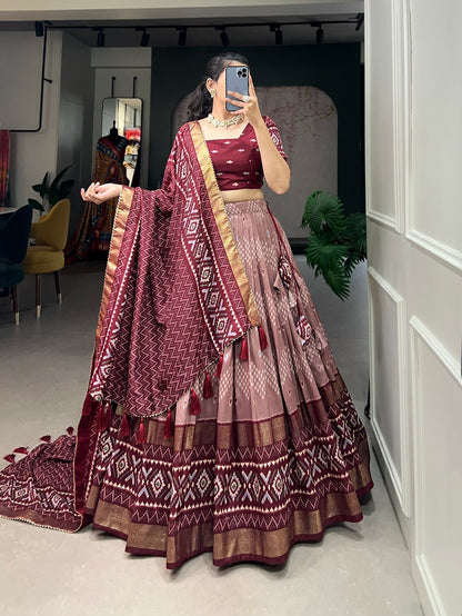 Ikkat Patola Border Lehenga