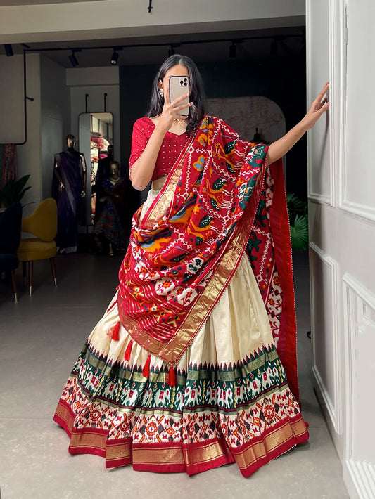 Elephant Ikat Border Lehenga