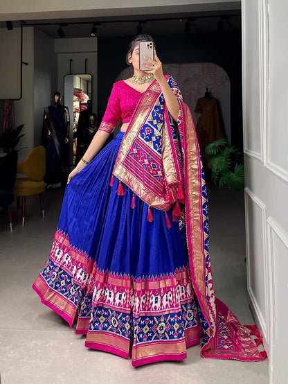 Elephant Ikat Border Lehenga