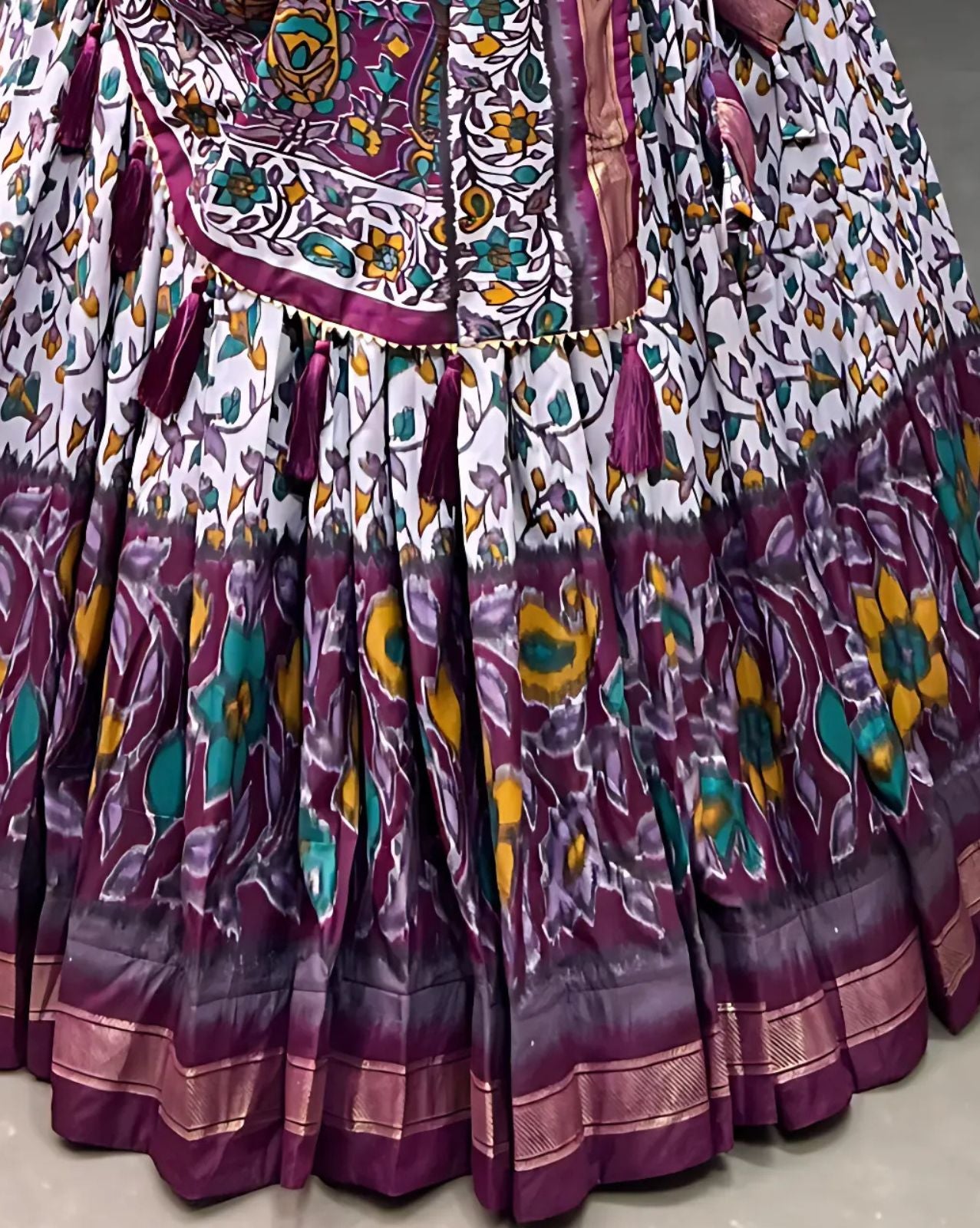 Pen Kalamkari Floral Lehenga