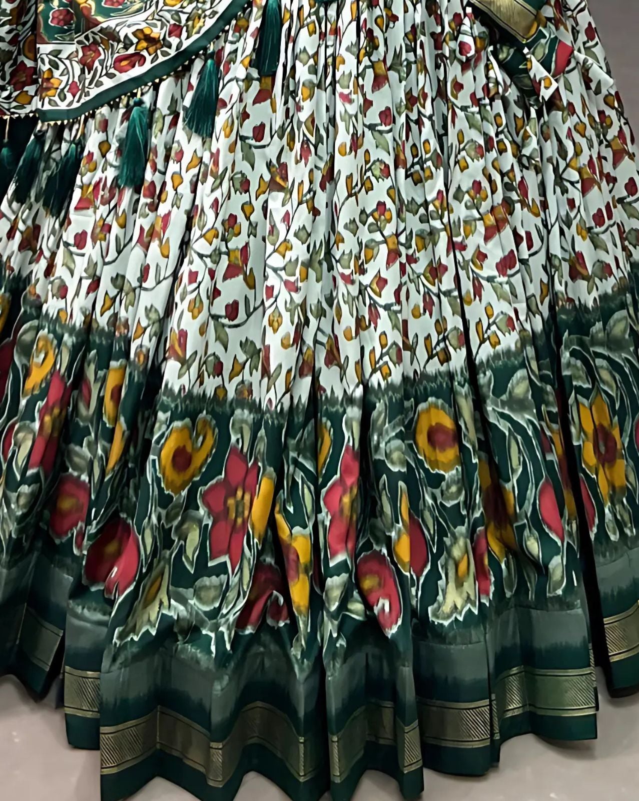 Pen Kalamkari Floral Lehenga