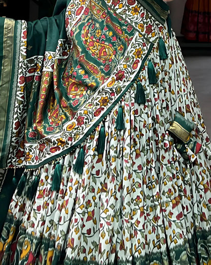 Pen Kalamkari Floral Lehenga