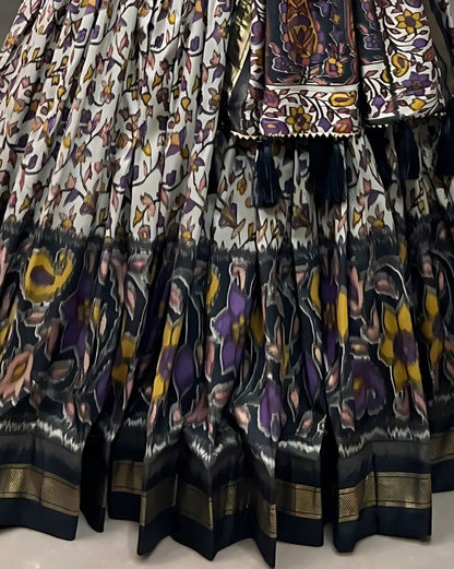 Pen Kalamkari Floral Lehenga