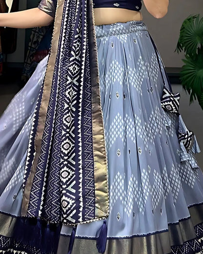 Ikkat Patola Border Lehenga