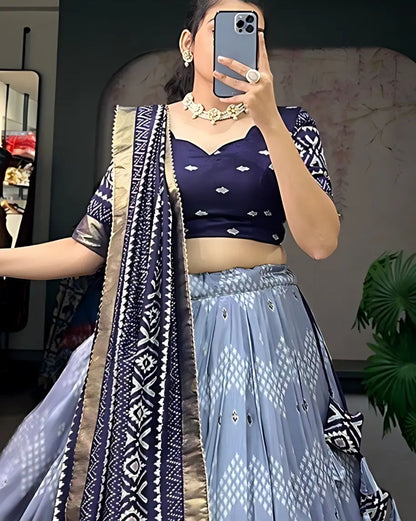 Ikkat Patola Border Lehenga