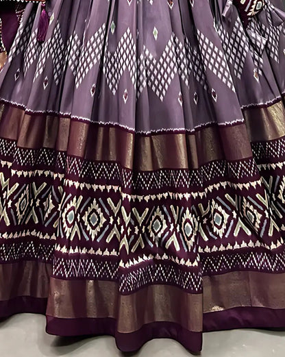 Ikkat Patola Border Lehenga