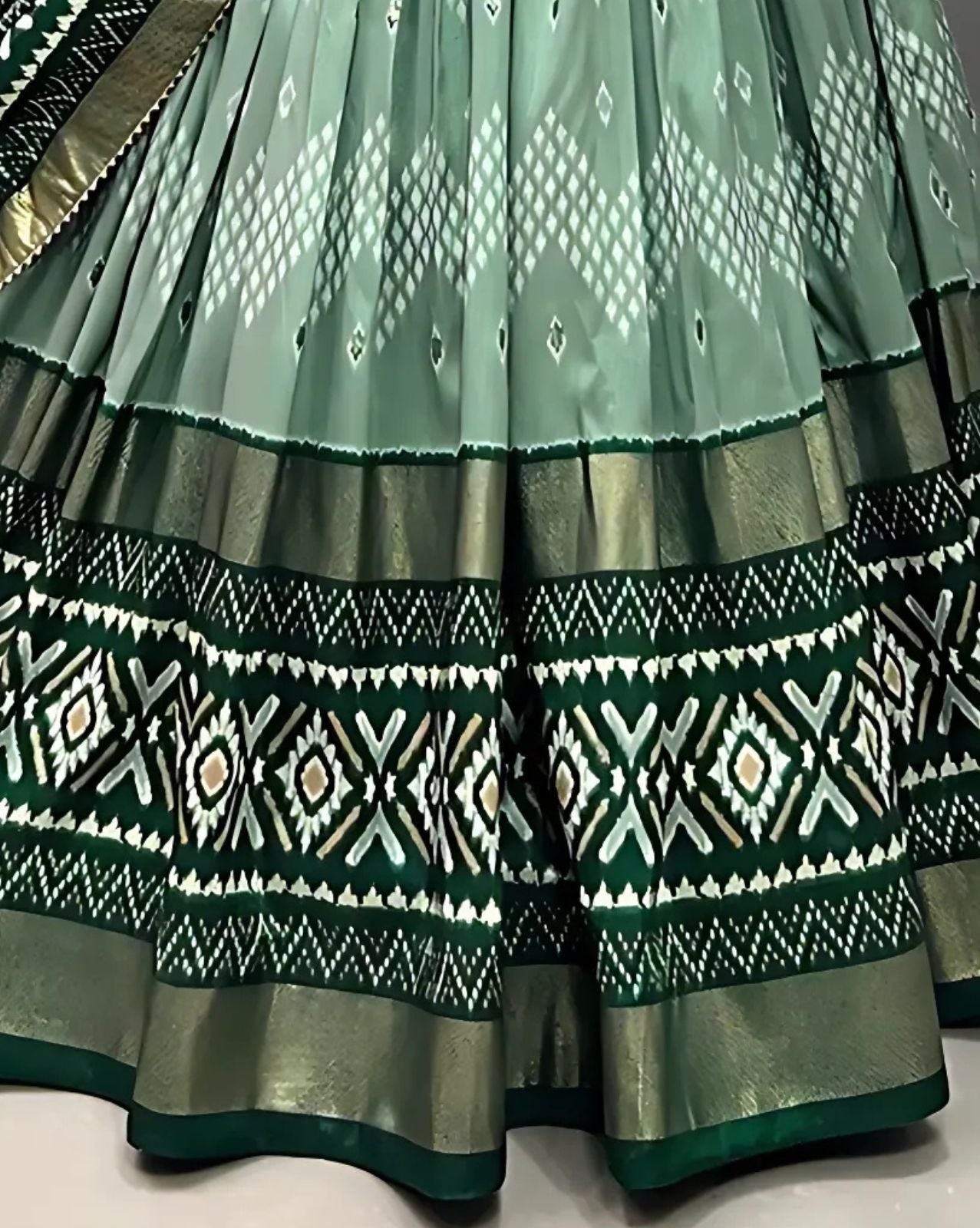 Ikkat Patola Border Lehenga