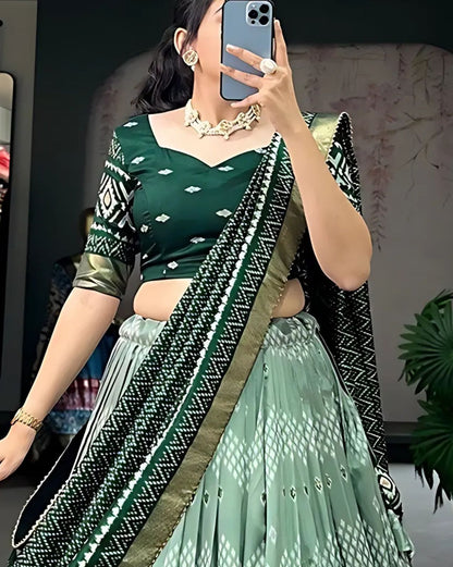 Ikkat Patola Border Lehenga