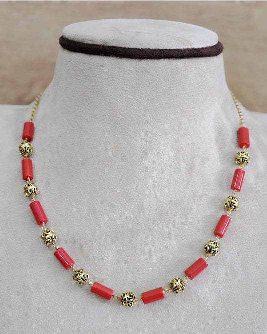 Coral Mala with Antique Balls