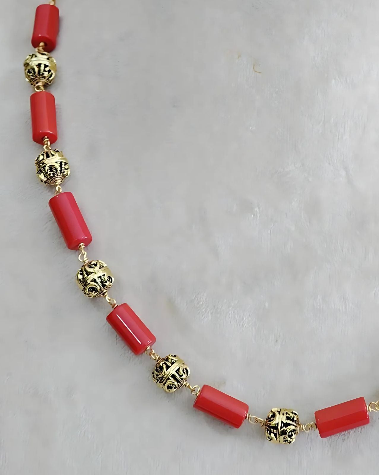 Coral Mala with Antique Balls