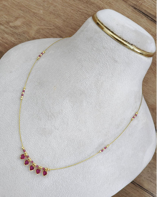 Gold Ruby Invisible Necklace