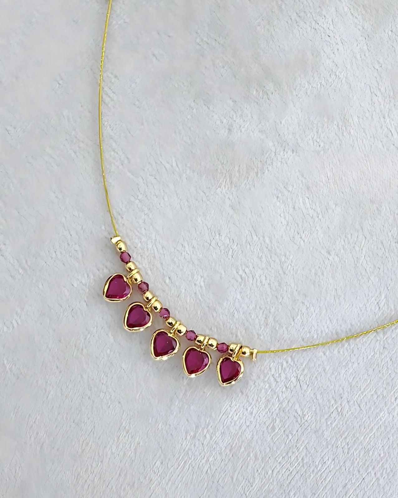 Gold Ruby Invisible Necklace