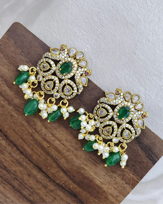 Green and Gold Earrings