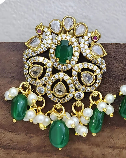 Green and Gold Earrings