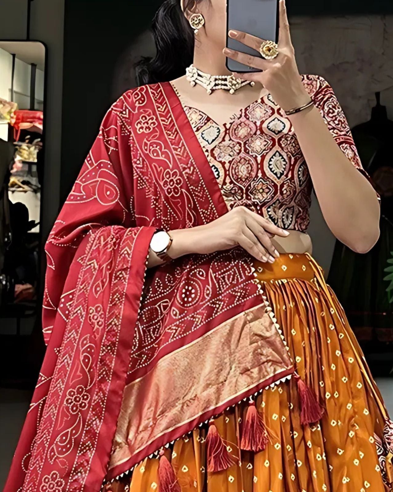 Bandhani Lehenga with Patola Border