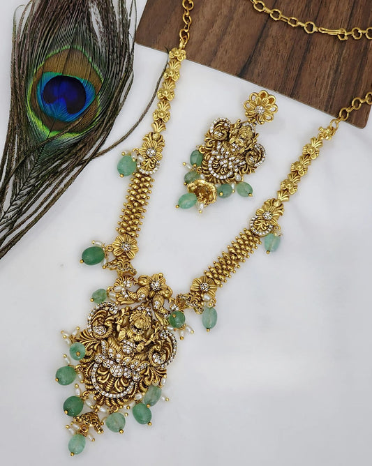 Laxmi Antique Necklace Set/With Original Beads