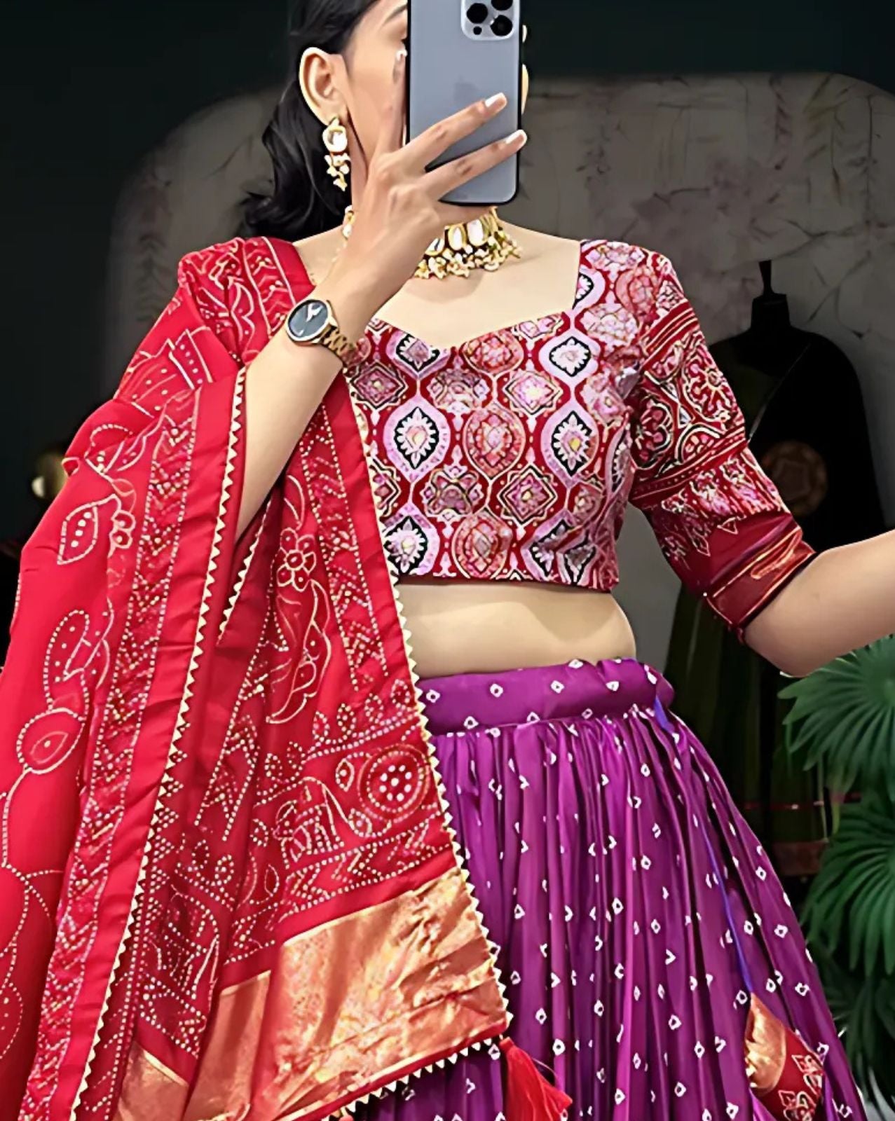 Bandhani Lehenga with Patola Border