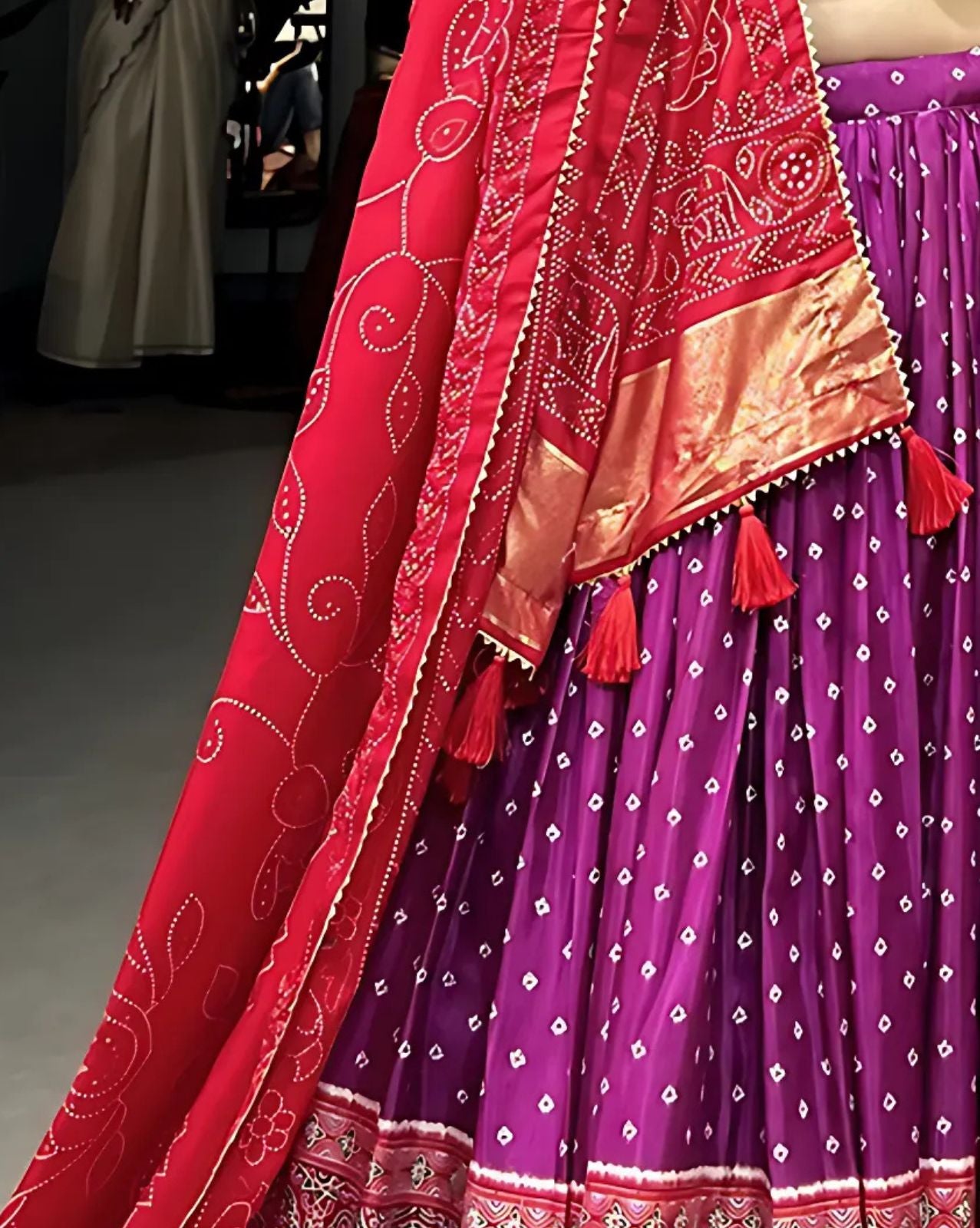 Bandhani Lehenga with Patola Border