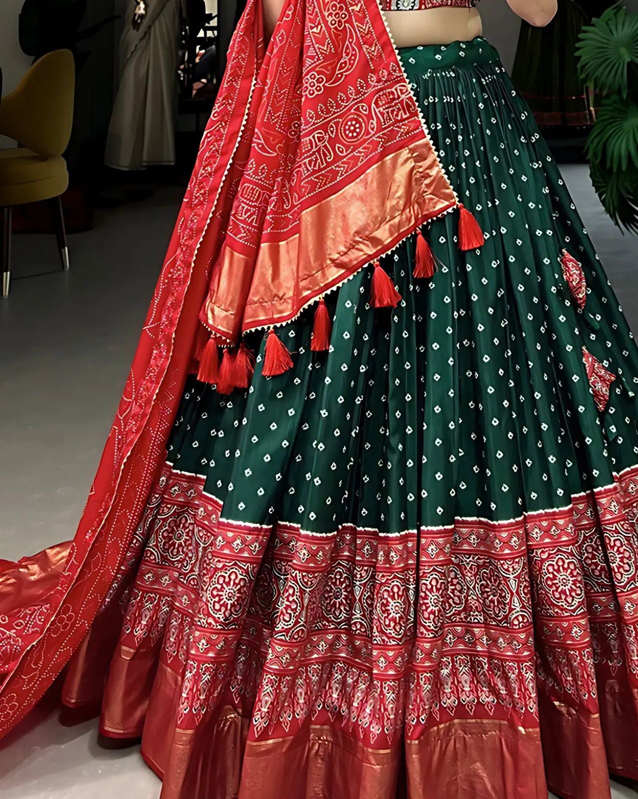 Bandhani Lehenga with Patola Border