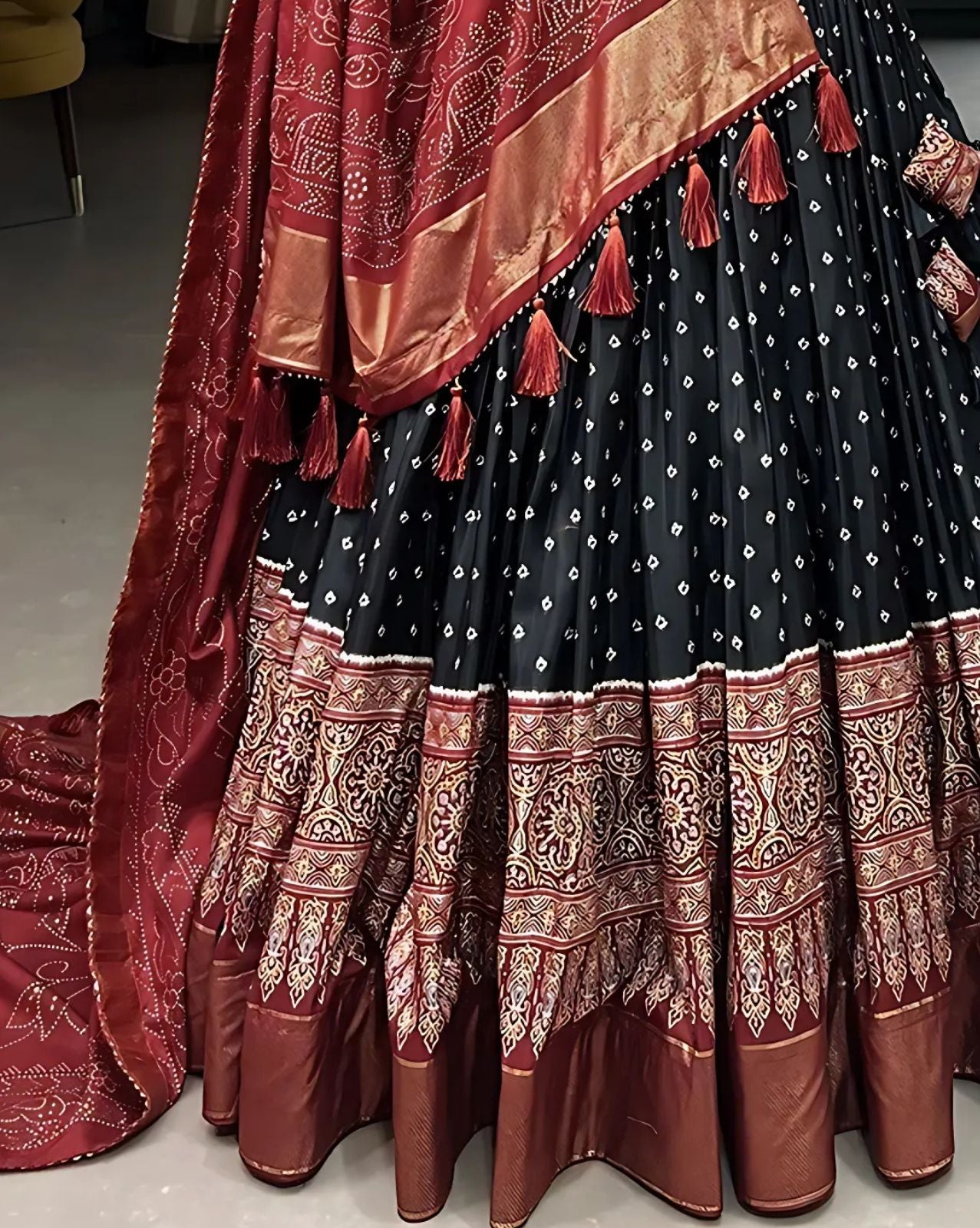 Bandhani Lehenga with Patola Border