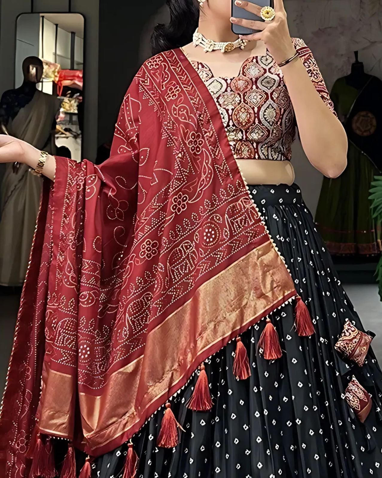 Bandhani Lehenga with Patola Border