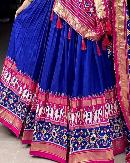 Elephant Ikat Border Lehenga