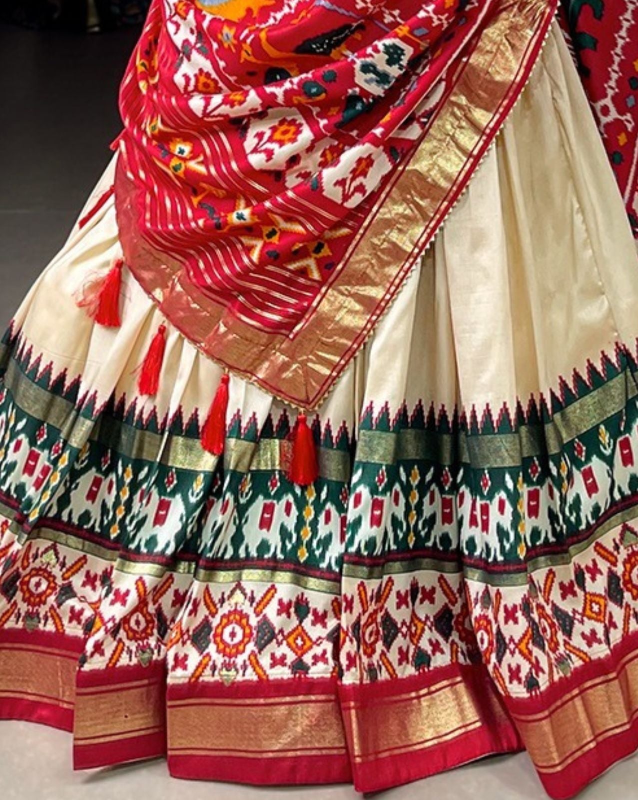 Elephant Ikat Border Lehenga