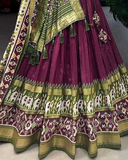 Elephant Ikat Border Lehenga